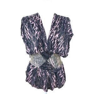 Religion London Drapey V Neck Beaded Peplum Top